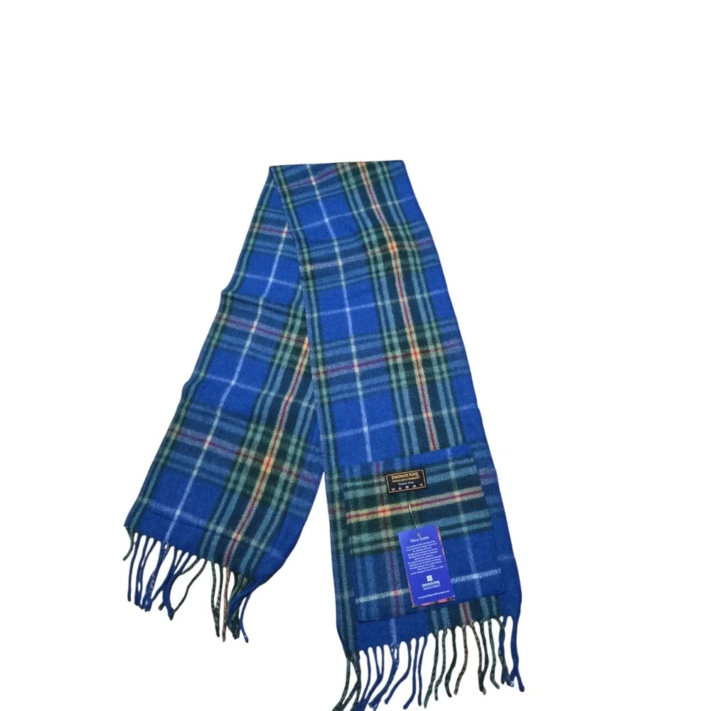 Patrick King Woollen Co Nova Scotia Tartan Wool Pocket Scarf Blue HZ6462NS